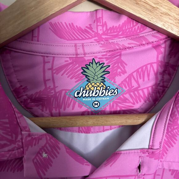 Chubbies Polo Pink Palm Leaf Performance Stretch Golf - Men's M - Picture 3 of 6